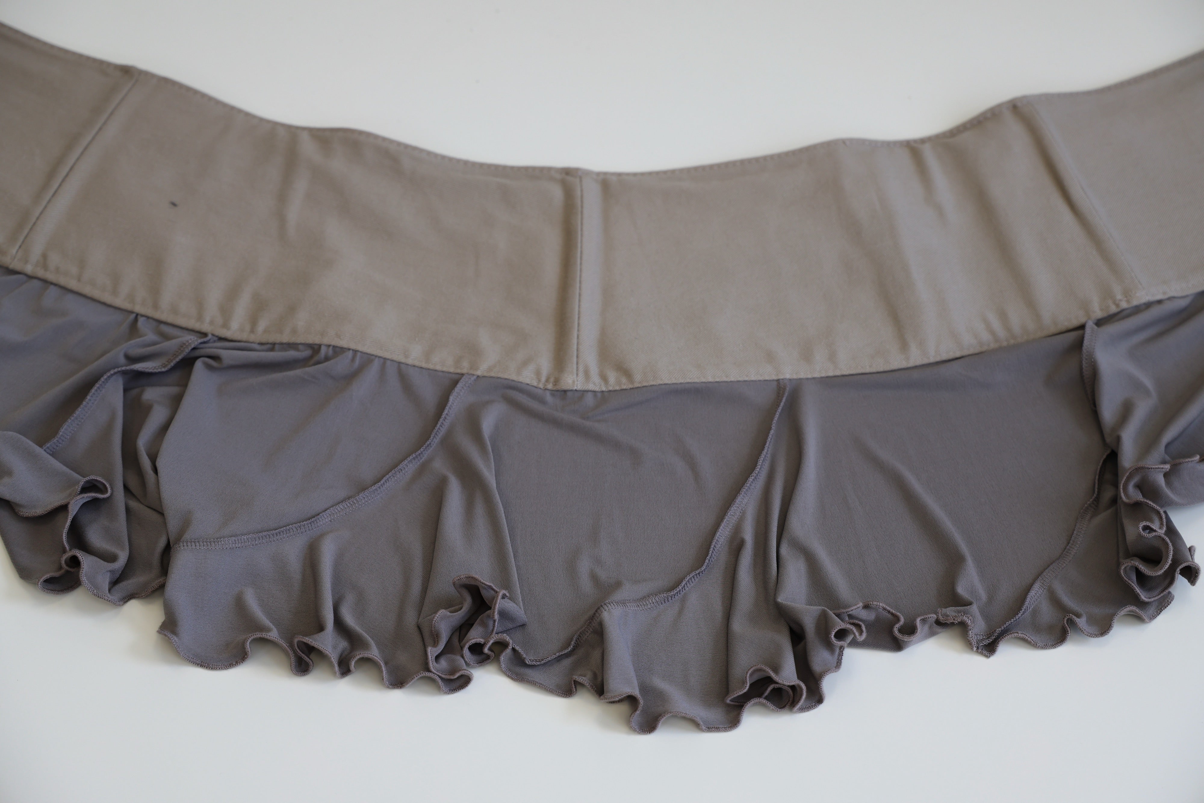 Cream leather and cargo pockets skirt