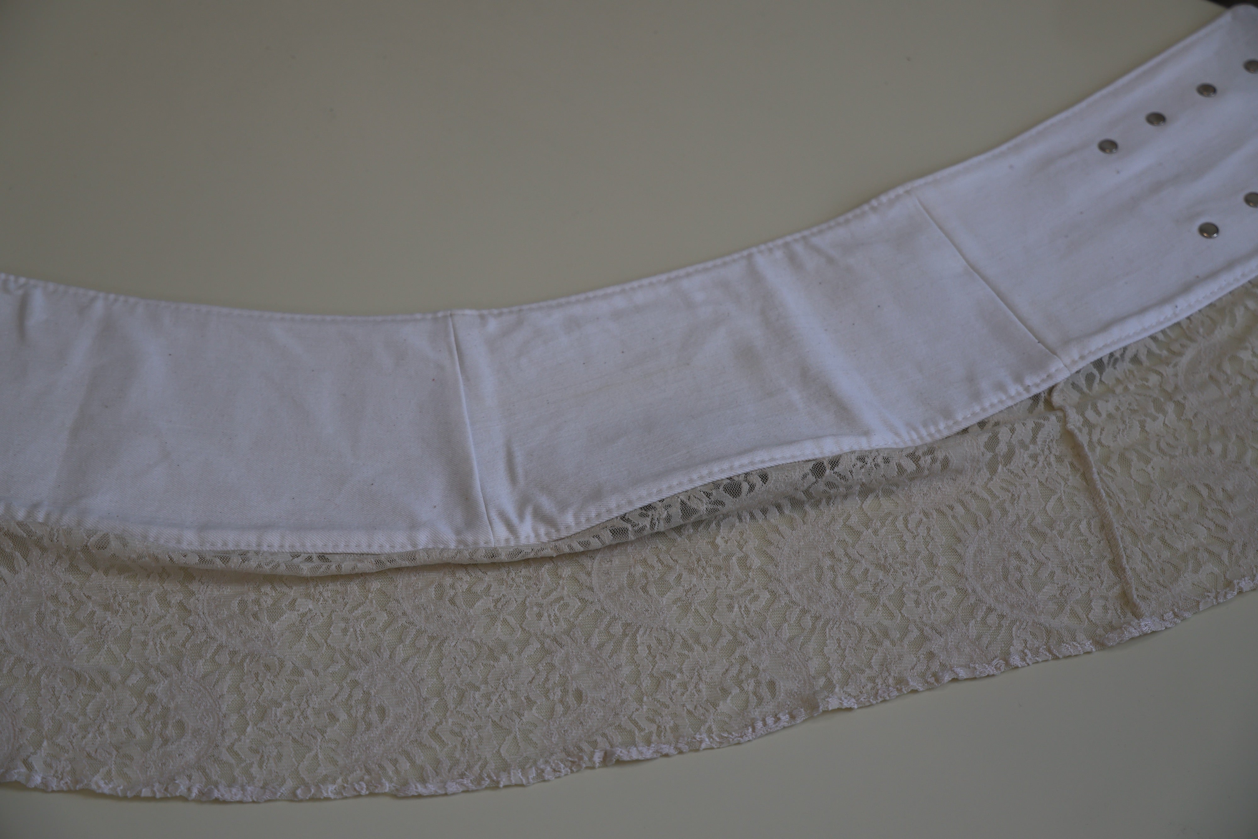 Cream leather and cream lace skirt