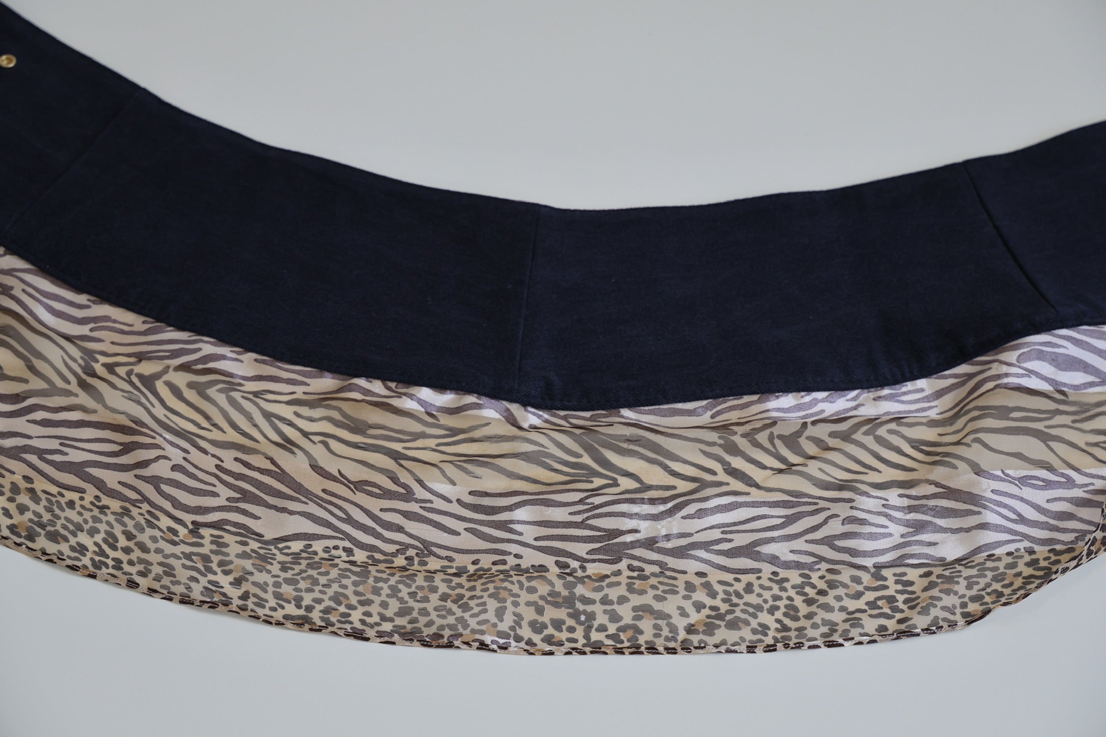 Brown Leather and Jungle print skirt