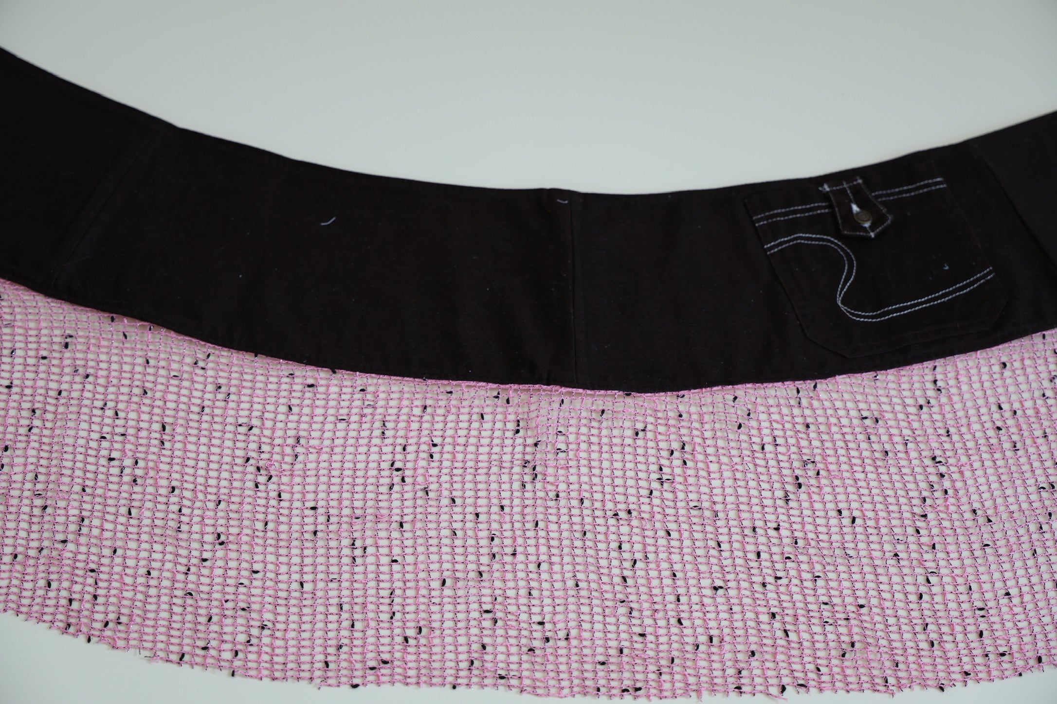 Pink denim and pink scarf skirt