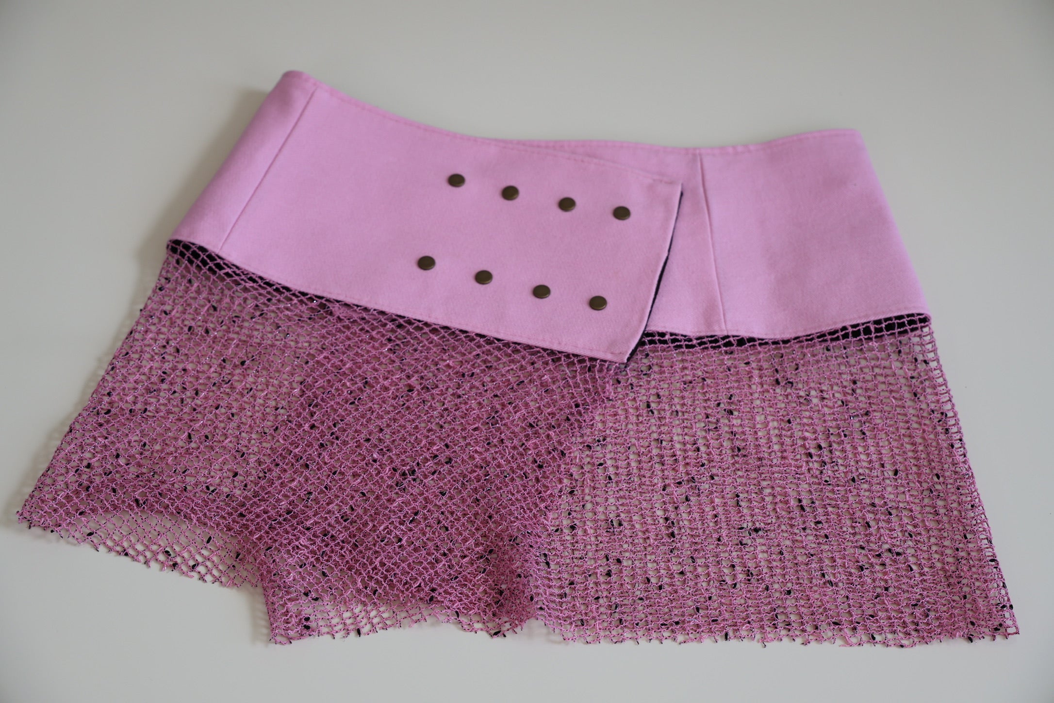 Pink denim and pink scarf skirt